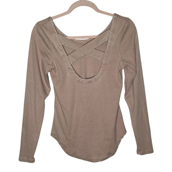 Chaser Pink Long Sleeve Cross Strap Back Top - Picture 2 of 10